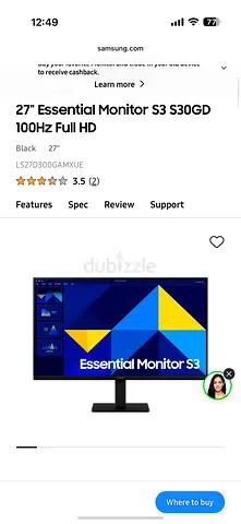Samsung essential monitor 24” 100hz