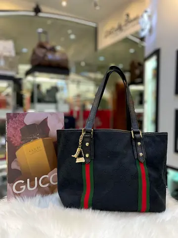 Gucci Black Monogram GG Canvas Jolicoeur Tote Bag (Authentic/PreOwned)