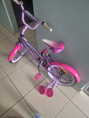 Kids Pink  Purple 16-inch Bicycle with Training Wheels