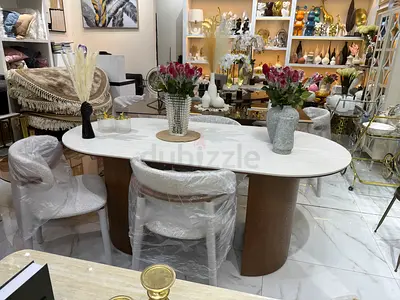 Solid Wood Dining Table with Oval design Top 180x90x77cm