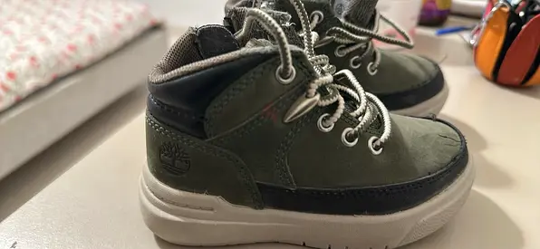 Timberland Green kids ankle boots (size small) - lightly used