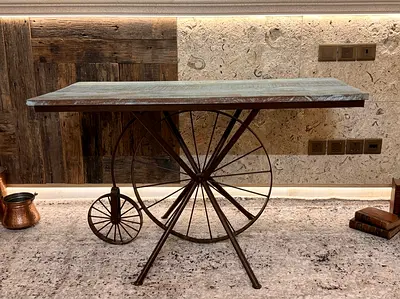 Rustic Industrial Bicycle Style Console Table