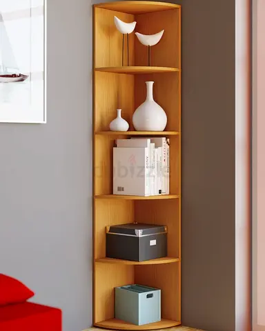 Tall Corner Wooden Display Shelf Unit - 5 Tier