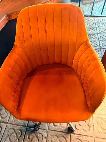 Tan Velvet Swivel Study Chair — Good Condition