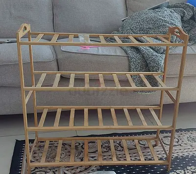 Wooden 4-Tier Shelf / Shoe Rack - Light Oak Finish