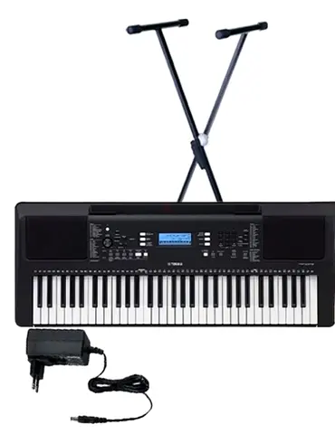 61-Key Electronic Keyboard with Stand and Adapter - Good Working Condition