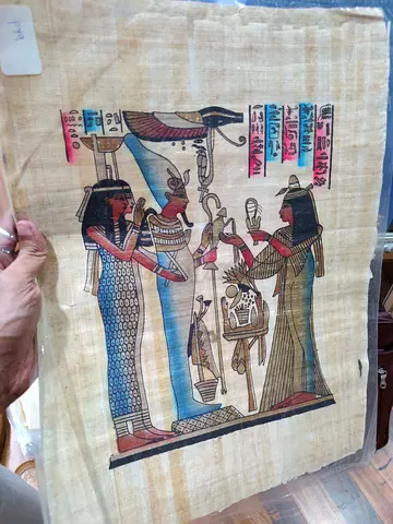 Hand-painted Egyptian Papyrus Artwork with Pharaoh Scene 43*33cm