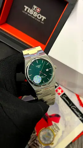 Tissot Gentleman PRX-style stainless steel watch with green dial