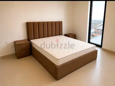 Queen fabric bed frame with medical mattress