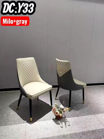 Milo Gray Dining Chairs with Quilted Back