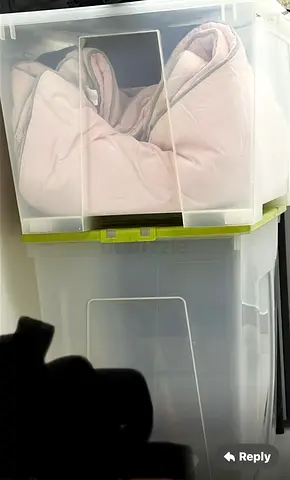 Set of 2 Clear Plastic Storage Bins with Lids — Good Condition