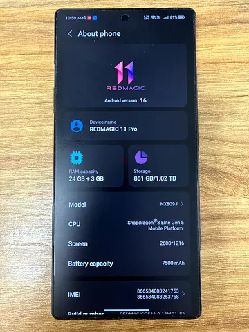 Nubia RedMagic 11 Pro - 24GB RAM, 1TB, Excellent Condition
