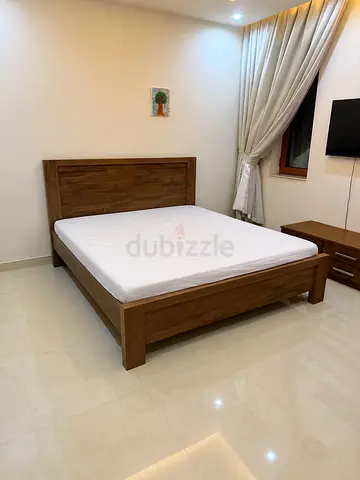 Solid Wood Double Bed Frame with Headboard - Good Condition