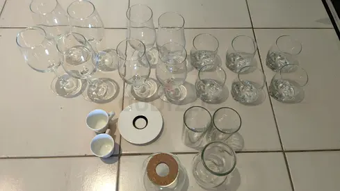 Mixed set of clear wine and tumblers - gently used
