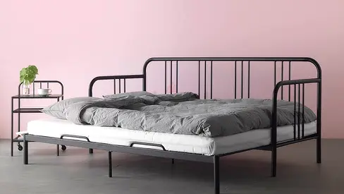 Black Steel Sofa Bed / Daybed with Mattress – Excellent Condition
