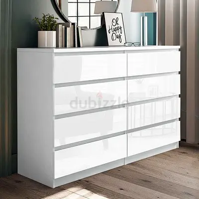 White High-Gloss 6-Drawer Dresser / Chest