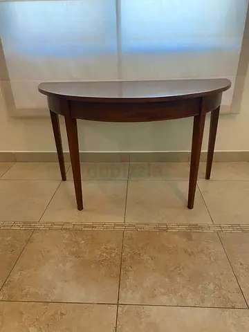 A George III Mahogany D Shaped Console Table on Square Tapered Legs