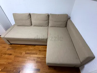 Comfortable Beige L-Shaped Corner SOFA BED with storage