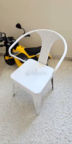 Industrial Steel Sturdy White Chair Armchair with Metal Seat Dining Outdoor Durable