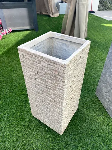 Modern Tall Stone Textured Outdoor Planter