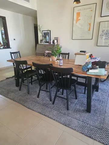 Solid Acacia IKEA  Wood Dining Table – Seats 8–10  3 chairs