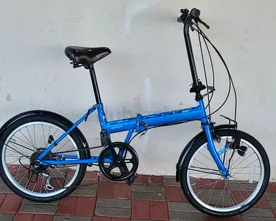 Blue Folding City Bike - 6-Speed Compact Commuter