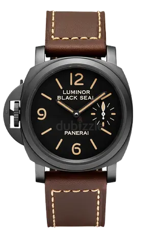 Panerai Luminor Black Seal Mens Watch with Brown Leather Strap