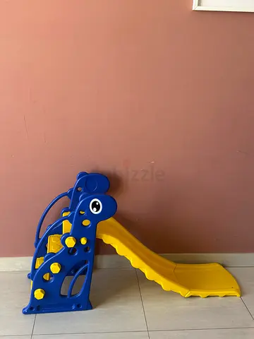 Kids Plastic Slide - Small Indoor/Outdoor Play Slide (Blue/Yellow)