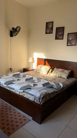 Sturdy Dark Wood Double Bed with Headboard and storage drawers