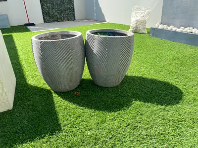 2 Grey Modern Garden Planters Pair