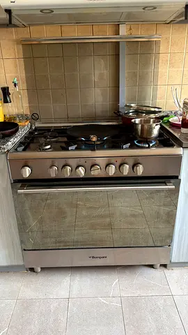 5 Burner Bompani Stainless Steel Gas Range with Oven - Good Working Condition