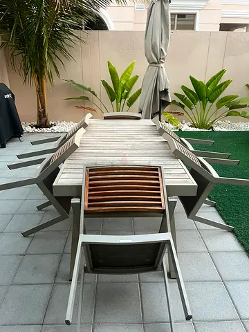 Outdoor dining table with 8 chairs - weatherproof set
