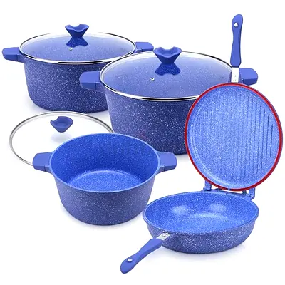 Relance Nonstick Wave Cookware Set (8 Pcs - Blue)