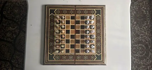 Handmade Wooden Backgammon and Chess with Marcel pieces