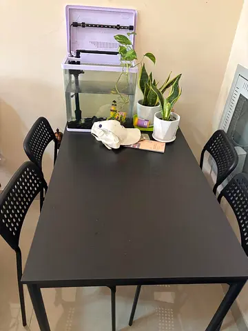 Black dining table with 4 chairs - simple modern set