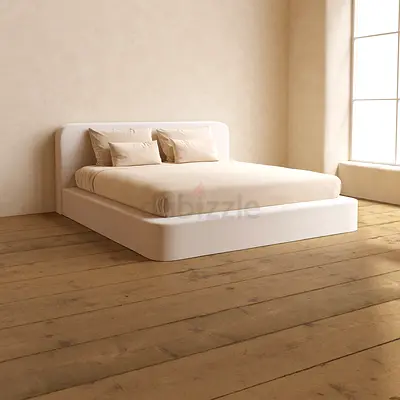 Modern Platform Bed with Upholstered Headboard - Queen/Double