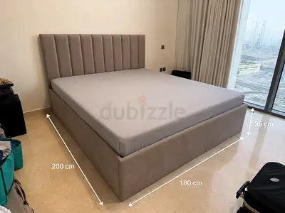 Modern Upholstered King Size Bed with Fluted Headboard