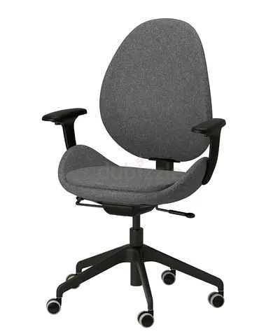 Ergonomic Grey Office Chair with Adjustable Armrests and Wheels