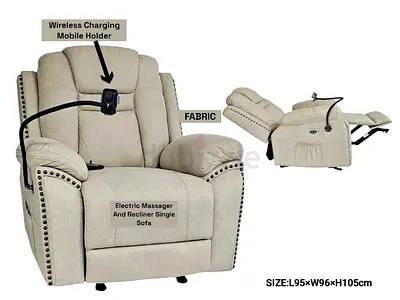Electric Recliner Single Sofa with Massager and Wireless Phone Holder