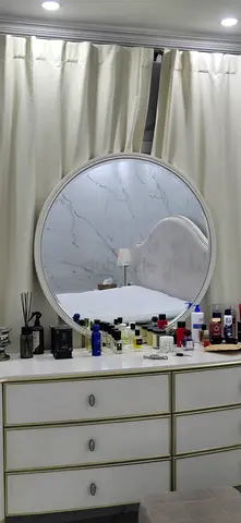 Round Wall Mirror with White Frame — Large Decorative Mirror