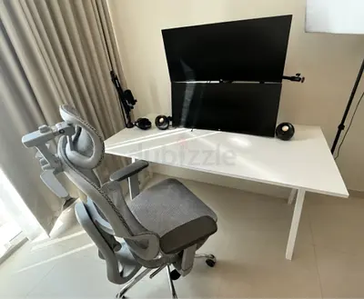 Ergonomic Office Chair with White Work Desk