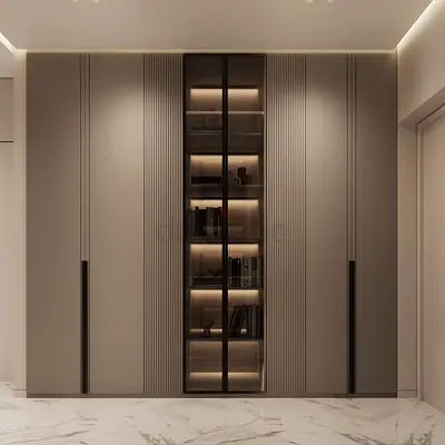 Built-in Modern Wardrobe with Glass Display Cabinet