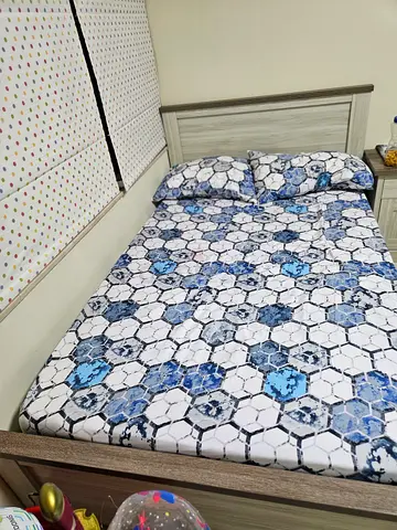 Single bed frame with mattress and fitted sheet (good condition). 2 months old. Must go today