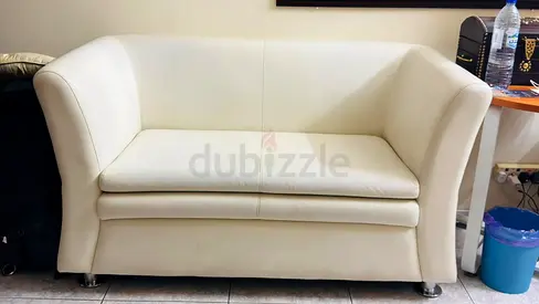 Modern White Leather Two-Seater Sofa