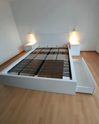 IKEA White MALM Double Storage Bed with IKEA Mattress 140 x 200 cm