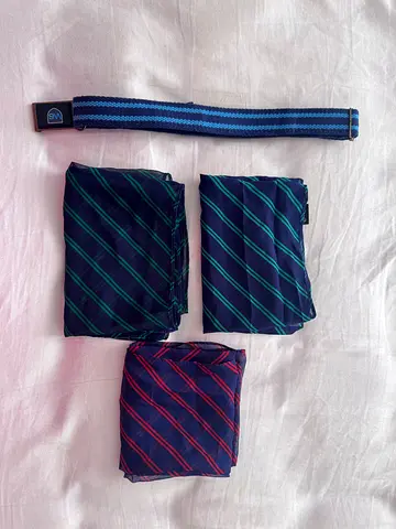 Lot of 3 striped school/neckties + fabric belt