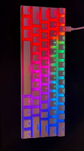 RK61 Wired 60% RGB Gaming Mechanical Keybord (Custom Pudding Keycaps) - White - Red Switches