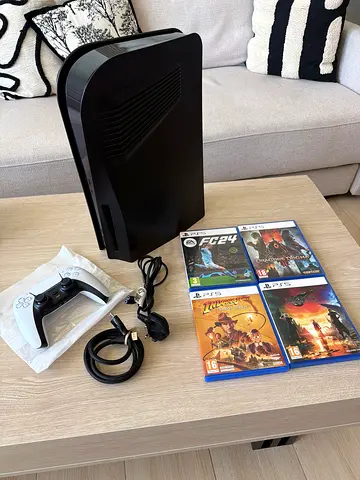 PlayStation 5 Console with Controller, Cables and 4 Games - Good Condition