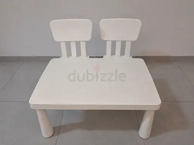 Ikea white kids table and 2 chairs