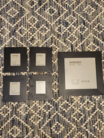 IKEA NORDKBY Black Photo Frames - Set of 5 (Various Sizes)